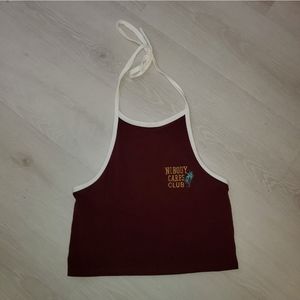 Forever 21 Maroon "Nobody Cares Club" Halter Top